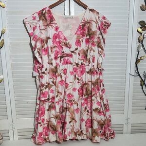 Abercrombie & Fitch Pink and Brown Floral Mini Dress